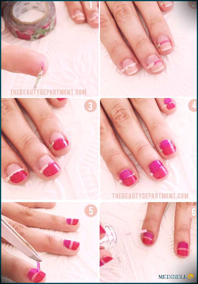 Tutorial de diseño de uñas cortas de manicura de primavera.
