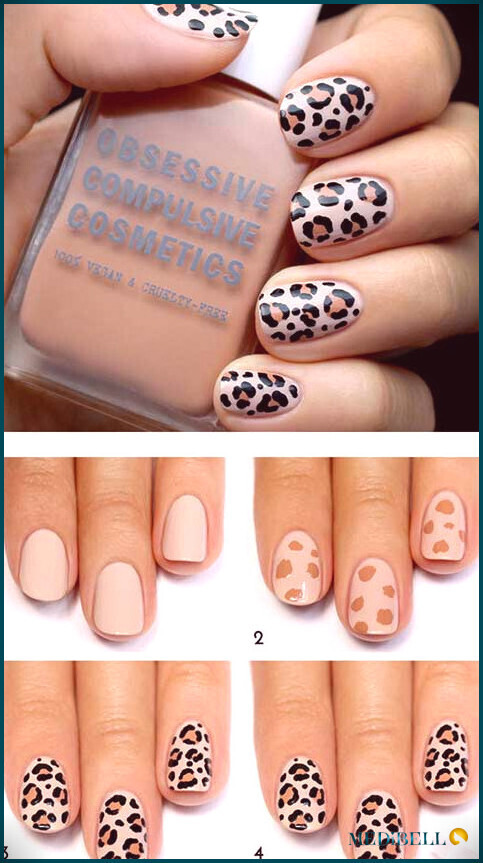 Diseño de uñas acrílicas con estampado de leopardo