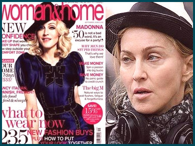 Comparación de la elegante Madonna con y sin maquillaje