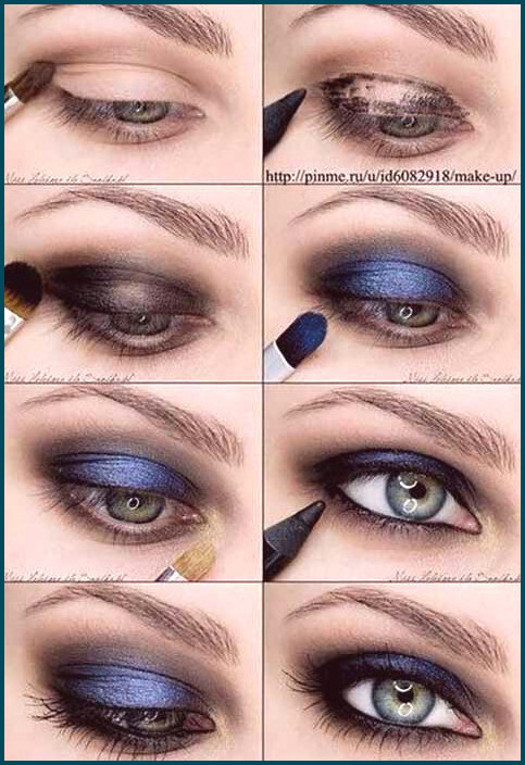 Tutorial de maquillaje para sombra de ojos ahumada azul metalizado