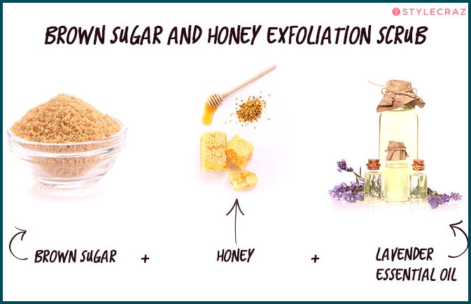 Exfoliante casero de azúcar moreno y miel