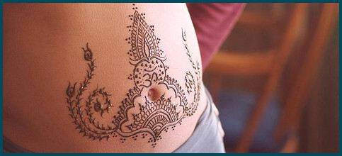 Most loved belly henna design two