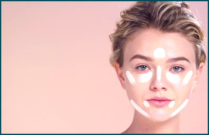 Step 2 of how to contour a heart-shaped face
