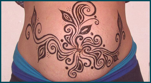 Most loved belly henna design three