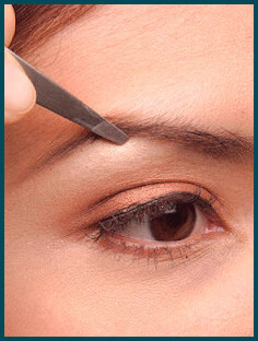 Tweeze stray hair for arched eyebrows as step 3