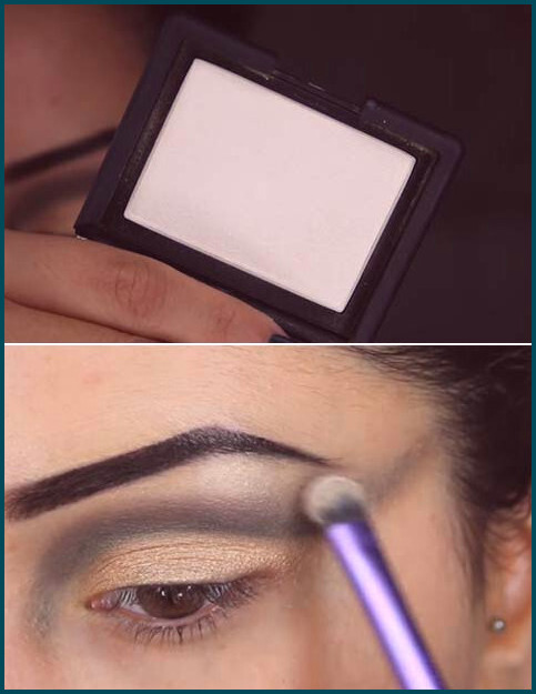 Step 5 of Egyptian eye makeup is to highlight your brow bone