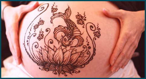 Most loved belly henna design nine